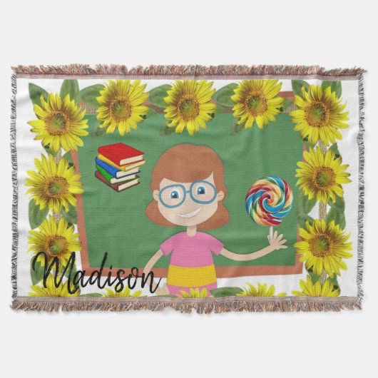 Sunflower Teacher Throw Blanket Deken (Voorkant)