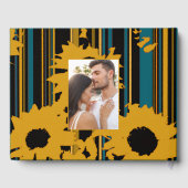 Sunflower Teal Blue Gold Modern Wedding Gastenboek (Achterkant)