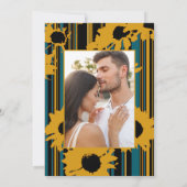 Sunflower Teal Blue Gold Modern Wedding Kaart (Achterkant)
