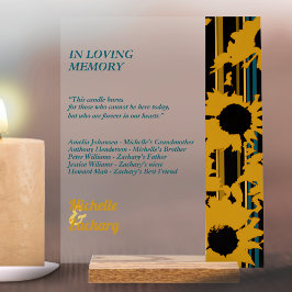 Sunflower Teal Blue Gold Modern Wedding Memorial Acryl Bord