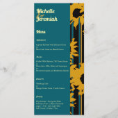 Sunflower Teal Blue Gold Modern Wedding Menu (Voorkant)