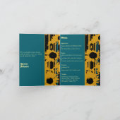 Sunflower Teal Blue Gold Modern Wedding Menu (Binnen)