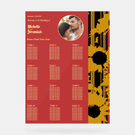 Sunflower Teal Blue Gold Modern Wedding Photo Acryl Bord