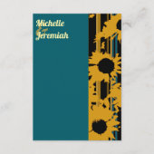 Sunflower Teal Blue Gold Modern Wedding QR Code  Informatiekaartje (Voorkant)