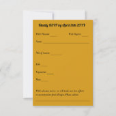 Sunflower Teal Blue Gold Modern Wedding RSVP Kaartje (Voorkant)