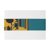 Sunflower Teal Blue Gold Modern Wedding Uitnodigingen Wikkel (Achterkant Voorbeeld)