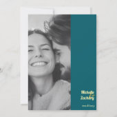 Sunflower Teal Blue Gold Wedding Photo Save The Date (Achterkant)