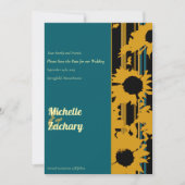 Sunflower Teal Blue Gold Wedding Photo Save The Date (Voorkant)