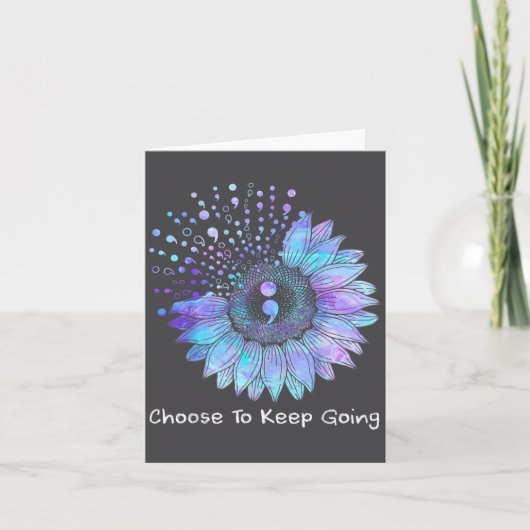 Sunflower Teal Purple Ribbon Suicide Prevention Aw Kaart (Voorkant)