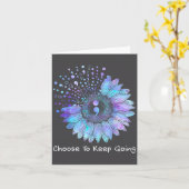 Sunflower Teal Purple Ribbon Suicide Prevention Aw Kaart (Gele Bloem)