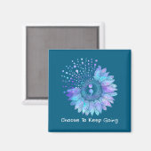 Sunflower Teal Purple Ribbon Suicide Prevention Aw Magneet (Voorkant / Achterkant)