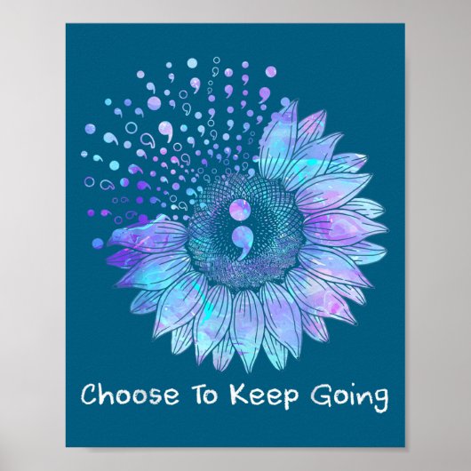 Sunflower Teal Purple Ribbon Suicide Prevention Aw Poster (Voorkant)