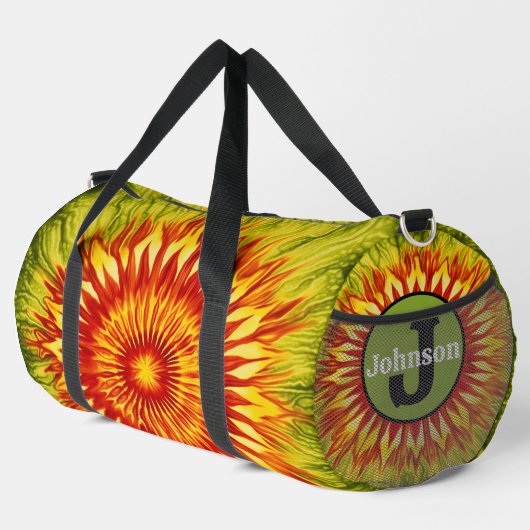 Sunflower Tie Dye monogram personal Travel Bag Plunjezak (Rechterhoek)