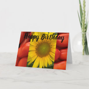 SUNFLOWER TOMATOES FOTO BIRTHDAY WENSKAART KAART