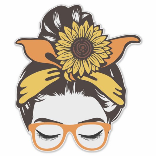 Sunflower Top Knot Sticker (Voorkant)