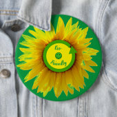 Sunflower Trendy Green Eco-Friendly Ronde Button 6,0 Cm (In situ)