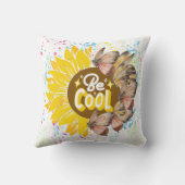 Sunflower trendy vibrant color paper art kussen (Achterkant)