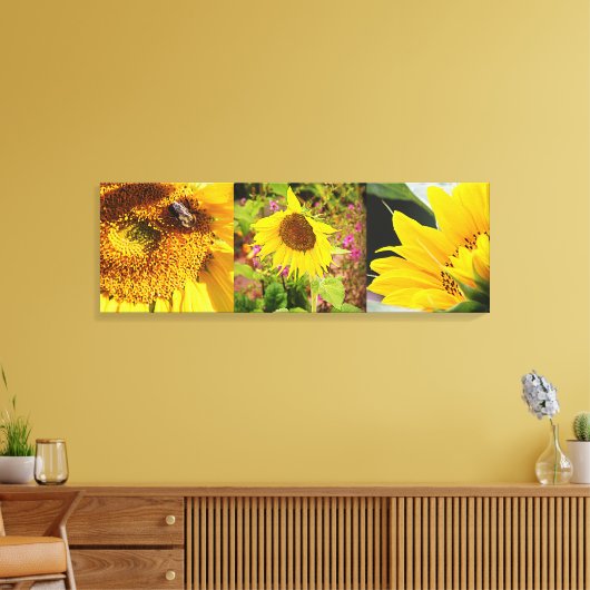 Sunflower Trio Canvas Afdruk (Insitu (Woonkamer))
