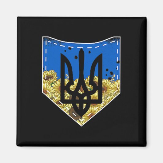 Sunflower Ukrainian Flag And Trysub Pocket Tee Flo Magneet (Voorkant)