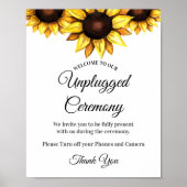 Sunflower Unplugged Ceremony Wedding White Yellow Poster (Voorkant)