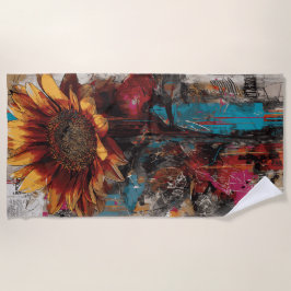 Sunflower Urban Street Art Illustration Strandlaken