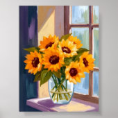 Sunflower Vase | Floral Yellow Bouquet Watercolor Poster (Voorkant)