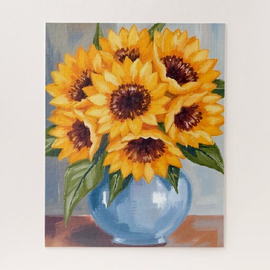 Sunflower Vase Watercolor Flower Bouquet Legpuzzel (Verticaal)