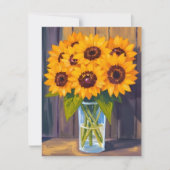 Sunflower Vase | Yellow Flower Watercolor Card (Voorkant)