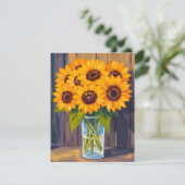 Sunflower Vase | Yellow Flower Watercolor Card (Staand voorkant)
