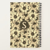 Sunflower Vintage Charm Sepia Tone Spiral Notebook Notitieboek (Achterkant)