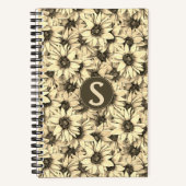 Sunflower Vintage Charm Sepia Tone Spiral Notebook Notitieboek (Voorkant)