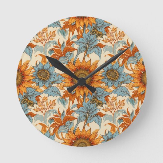 Sunflower Wall Clock Ronde Klok (Voorkant)