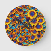 Sunflower Wall Clock Ronde Klok (Voorkant)