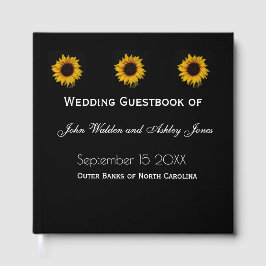 Sunflower Water Droplets Wedding Guest Books Gastenboek