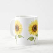 Sunflower Watercolor Artwork — Bright Natural Koffiemok (Voorkant links)