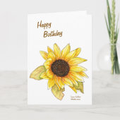 Sunflower watercolor customizable greeting card kaart (Voorkant)