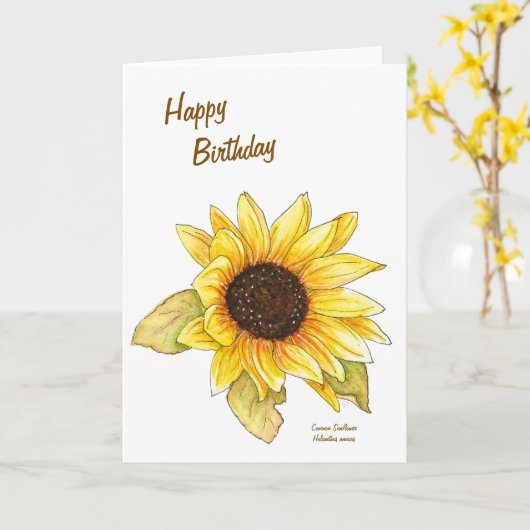 Sunflower watercolor customizable greeting card kaart (Gele Bloem)
