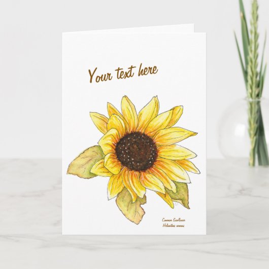 Sunflower watercolor customizable greeting card kaart (Voorkant)