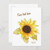 Sunflower watercolor customizable postcard briefkaart (Voorkant / Achterkant)