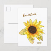 Sunflower watercolor customizable postcard briefkaart (Voorkant / Achterkant)