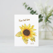 Sunflower watercolor customizable postcard briefkaart (Staand voorkant)