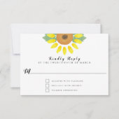 Sunflower Watercolor Floral Wedding RSVP Kaartje (Voorkant)