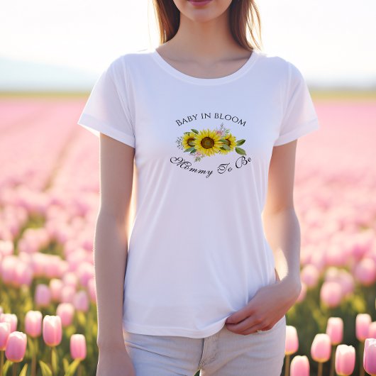 Sunflower Watercolor Pink Floral Baby Shower T-shirt
