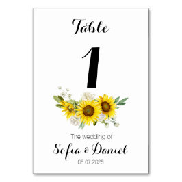 Sunflower watercolor white rose wedding  kaart