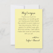 Sunflower watercolor white rose wedding photo bedankkaart (Achterkant)