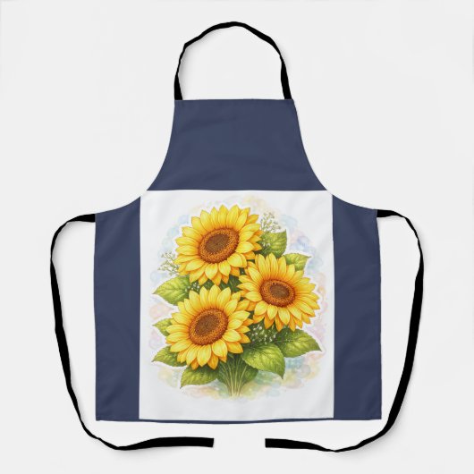 Sunflower Watercolour Apron Schort (Voorkant)