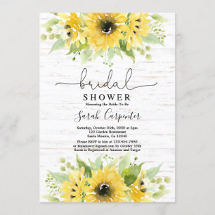 Sunflower waterverf Bridal Shower Invitation Kaart