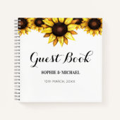 Sunflower Weddenschap Floral White Yellow Guest Bo Notitieboek (Voorkant)
