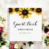 Sunflower Weddenschap Floral White Yellow Guest Bo Notitieboek