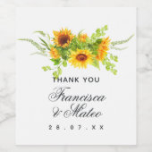 Sunflower Weddenschap Hartelijk dank voor het wasl Wijn Etiket (Enkel label)